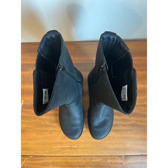 Merrell Andover Peak Black Leather Zip Buckle Tall Boots J17602 W's Size 7.5 - Picture 5 of 7